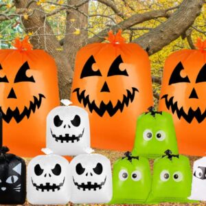 SELPONT igns Halloween Leaf Bags Pumpkin Plastic Lawn and Leaf Bags Decoration - Outdoor Fall Trash Bag Decor Garden Sculpture Outdoor Decoration