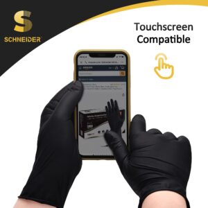 Schneider Nitrile Exam Gloves, Black, Large, Box of 100, 5 mil Disposable Nitrile Gloves, Latex Free, Powder Free, Food Safe, Non-Sterile - for Medical, Cleaning & Cooking Gloves, Rubber Gloves