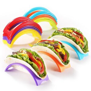 18pcs individual taco holder stand, mongsew colorful taco holders set of 18, taco stands for the individual serving, pp materials soft or hard taco shell holder, dishwasher & microwave safe