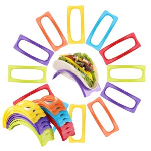 18PCS Individual Taco Holder Stand, MONGSEW Colorful Taco Holders Set of 18, Taco Stands for the individual serving, PP Materials Soft or Hard Taco Shell Holder, Dishwasher & Microwave Safe