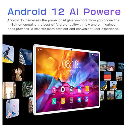 Calling Tablet, 5G WiFi Calling Gold 10.1in Tablet 100‑240V MT6592 10 Cores for Study (US Plug)