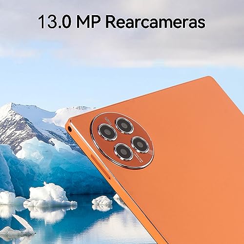 Pssopp WiFi Tablet, Smart Tablet 3200X1440 Resolution 10.1 Inch Dual SIM Dual Standby Front 8MP Rear 13MP 8GB RAM 128GB ROM 5G WiFi 8800mAh for Game for Studying (Orange)