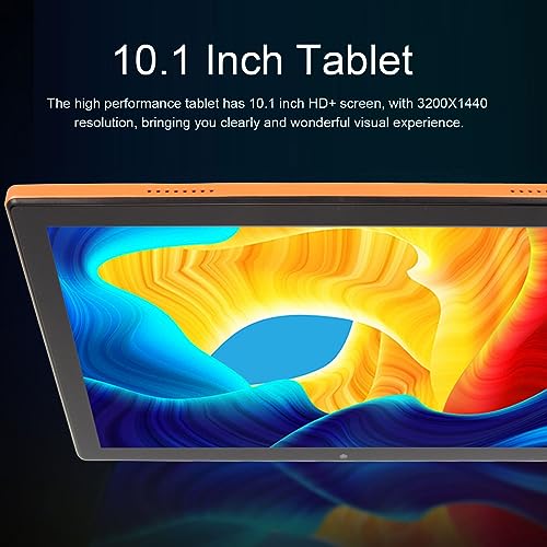 Pssopp WiFi Tablet, Smart Tablet 3200X1440 Resolution 10.1 Inch Dual SIM Dual Standby Front 8MP Rear 13MP 8GB RAM 128GB ROM 5G WiFi 8800mAh for Game for Studying (Orange)