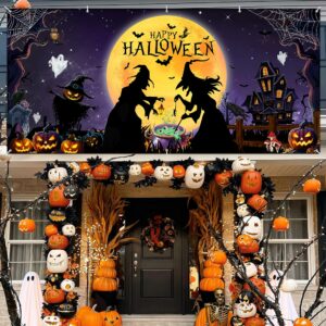 Large Halloween Garage Door Cover Garage Door Decoration Backdrop Party Background Wall Banner for Outdoor Halloween Themed Party Decoration 6 x 13 Ft (Backdrop-01)