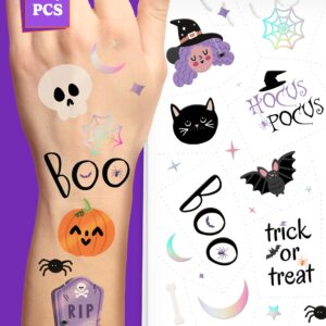 HOUSE OF PARTY Halloween Temporary Tattoos for Kids - 84PCS Hocus Pocus Stickers, Bat Tattoos, Skull Stickers, Witch Tattoos, and Spider Webs - Ideal for Halloween Party Favors and Decorations!