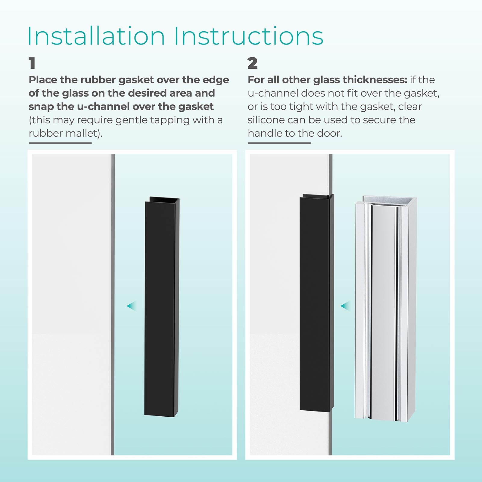 Shuisen Shower Door Magnet Latch Replacement, Shower Door U-Channel Magnet with Metal Strike, Fits Glass Shower Door Thickness 1/8", 5/32", 3/16" and 1/4", Shower Door Magnet Replacement Parts