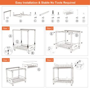 Under Sink Organizer,Cabinet Organizer and Storage,2 Tier Pull Out Under Bathroom Sink Organizers with Two Sliding Drawers,Adjustable height Metal Under Counter Organization for Kitchen and Bathroom