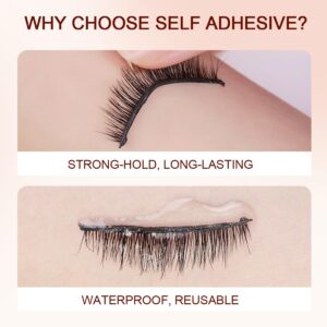 Self Adhesive Eyelashes Strips for Lashes Natural Look 36 Pcs Strong-Hold Reusable Self Adhesive Eyelashes Spare Adhesive Strip (Black)