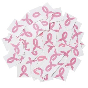 72pcs pink ribbon breast cancer awareness glitter tattoo sticker foundation/event/walk/run