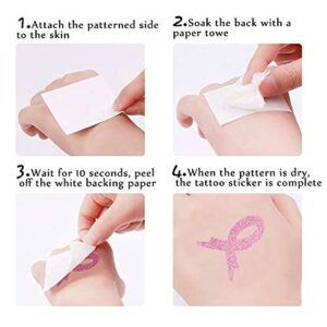 72pcs Pink Ribbon Breast Cancer Awareness Glitter Tattoo Sticker Foundation/Event/Walk/Run