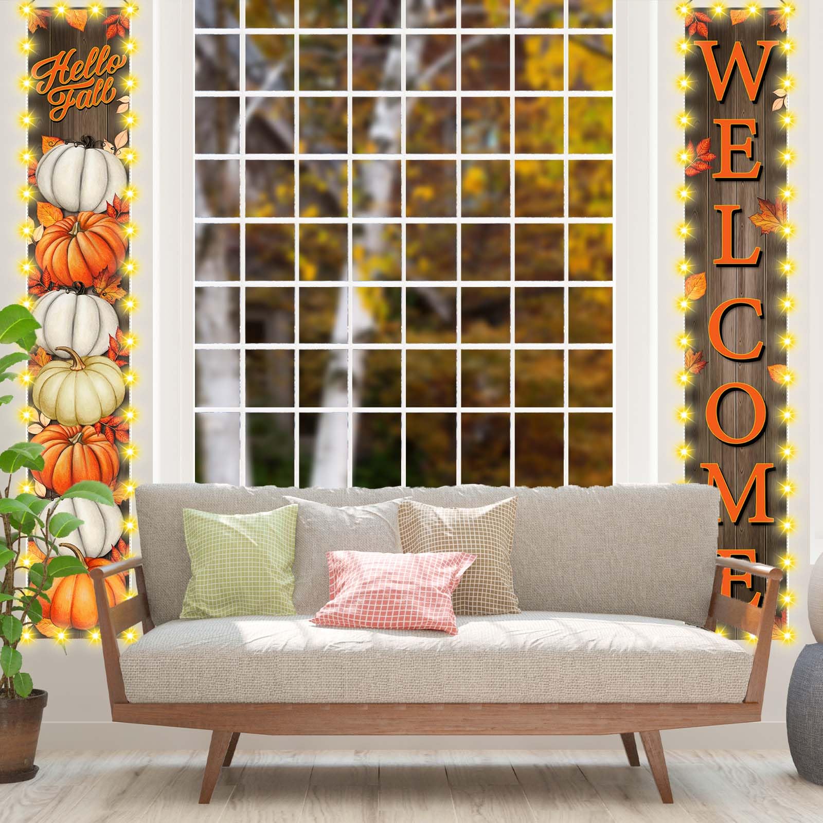 Pumpkin Maple Leaves Leaf Door Porch Banner Fall Banner Autumn Thanksgiving Decorations Board Wall Hanging Farmhouse Supplies Pumpkin Porch Decorations Outdoor for Home Office Holiday Decor
