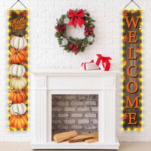 Pumpkin Maple Leaves Leaf Door Porch Banner Fall Banner Autumn Thanksgiving Decorations Board Wall Hanging Farmhouse Supplies Pumpkin Porch Decorations Outdoor for Home Office Holiday Decor