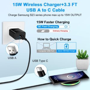 15W Fast Wireless Charger Pad for Samsung Galaxy Z Fold 5,Z Flip 5 4 S24 S23 Ultra S22 S21 FE S20,Motorola Moto Edge 2022 Edge+ 2023,Edge 40 Pro,Google Pixel 8a 8 7,Android Phone Wireless Charging Pad