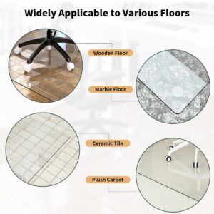 [Tempered Glass] 36" x 46" Glass Chair Mat, Heavy Duty Hard Tempered Glass Mat with Round Corner and Polished Edge, Transparent Glass Office Chair Mat for Office and Home Hard Floor or Carpeted