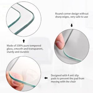 [Tempered Glass] 36" x 46" Glass Chair Mat, Heavy Duty Hard Tempered Glass Mat with Round Corner and Polished Edge, Transparent Glass Office Chair Mat for Office and Home Hard Floor or Carpeted