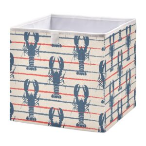 emelivor retro marine lobster cube storage bin fabric storage cubes large storage baskets for shelves collapsible cube organizer bins for shelves home office clothes clothing,11 x 11inch