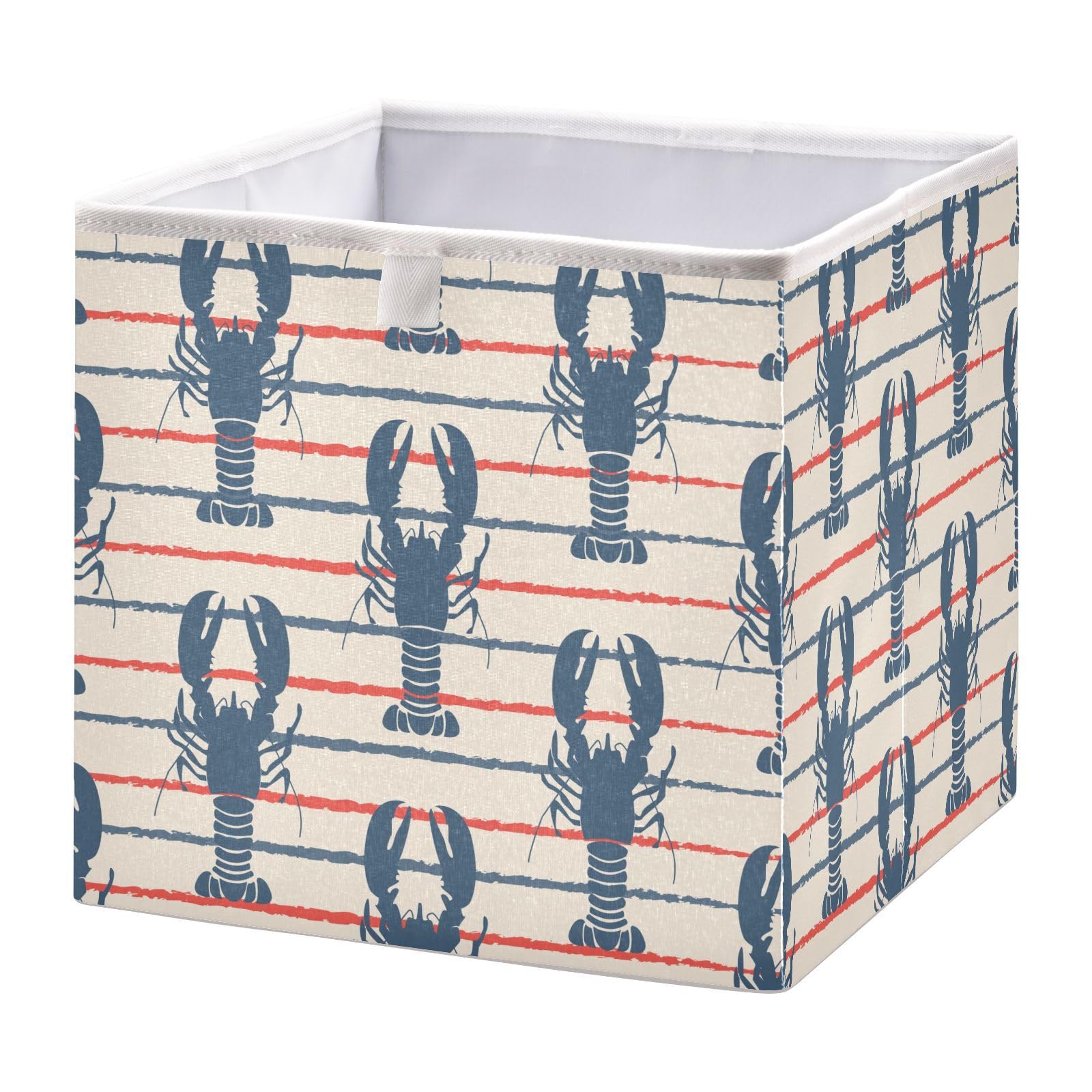 Emelivor Retro Marine Lobster Cube Storage Bin Fabric Storage Cubes Large Storage Baskets for Shelves Collapsible Cube Organizer Bins for Shelves Home Office Clothes Clothing,11 x 11inch