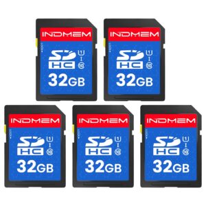 indmem sd card 32gb (5 pack) - sdhc flash memory card uhs-i u1 class 10 high-speed full hd video compatible with digital point-and-shoot cameras, hd camcorders, dslr and pc