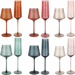 yaschmo colored wine glasses set of 6 &champagne glasses set of 6,hand blown crystal colored glassware,modern & elegant for friends,family,wedding,anniversary,christmas,birthday