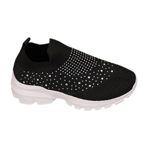 shoes for women durable non slip sneakers mesh breathable round toe tennis shoes fashion wide width safety shoes loafers ladies lightweight soft sole trail running jogging shoes black