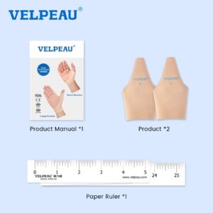 Velpeau Thumb Wrist Compression Sleeve for Arthritis Pain (2 Pcs) -Elastic Liner for Plastic Splint, Right & Left Hands (Beige, Long Version, Medium)