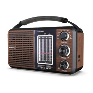 audiocrazy am fm portable radio shortwave radio with bluetooth,radio plug in wall or battery powered,rechargeable radio with strong recepiton,headphone jack,sd/usb slot,good for home seniors elderly