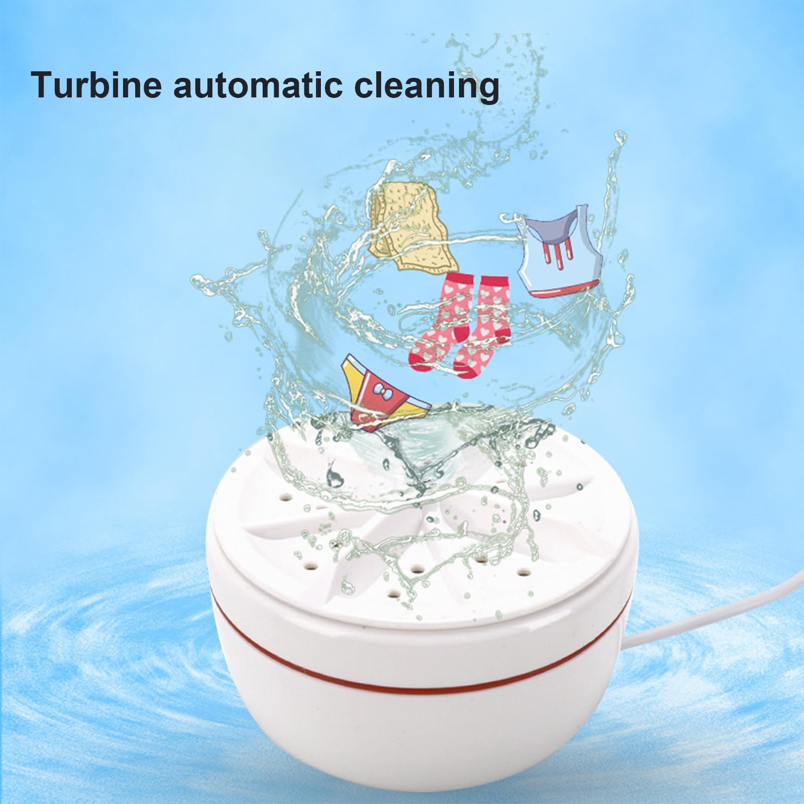 YESBAY Portable Washing Machine Travel Washing Machine Travel Washer Mini Washing Machine Rotating Turbine Suction Cup Laundry ABS Turbo Sink Washing Machine for Home, Business, Travel, College White