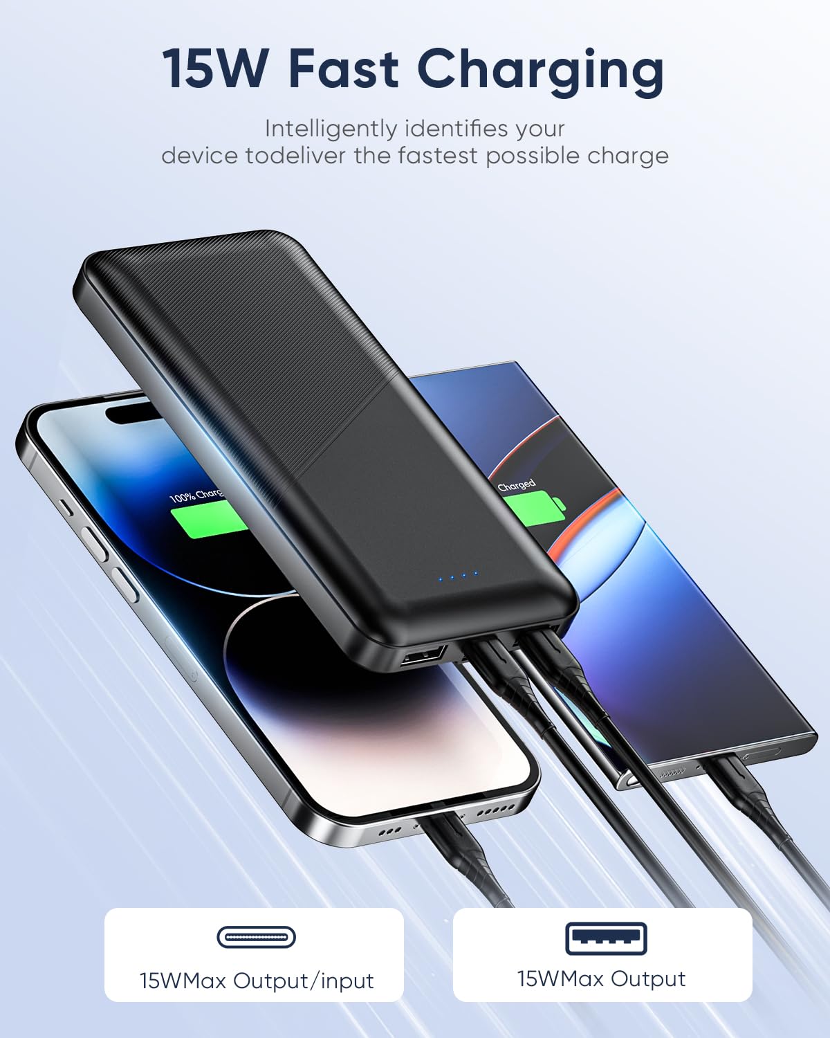 Feeke Portable-Charger-Power-Bank - 2 Pack 15000mAh Dual USB Power Bank Output 5V3.1A Fast Charging Portable Charger Compatible with Smartphones and All USB Devices