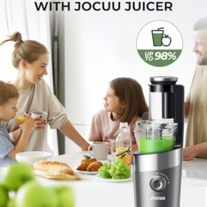 Jocuu Cold Press Juicer Machine with Large Feeding Chute, Slow Masticating Juicer for Vegetables and Fruits with High Juicer Yield, Effortless Cleaning, BPA Free Whole Fruit Juicer