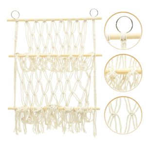 VOSAREA Wall Mounted Bookshelf Hammocks Book Shelf for Kids Rooms Book Shelves Home Decor Macrame Wall Hammock Macrame Woven Tapestry Hand Woven Pendant Iron White Organizer Nordic