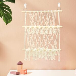 VOSAREA Wall Mounted Bookshelf Hammocks Book Shelf for Kids Rooms Book Shelves Home Decor Macrame Wall Hammock Macrame Woven Tapestry Hand Woven Pendant Iron White Organizer Nordic