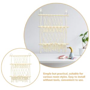 VOSAREA Wall Mounted Bookshelf Hammocks Book Shelf for Kids Rooms Book Shelves Home Decor Macrame Wall Hammock Macrame Woven Tapestry Hand Woven Pendant Iron White Organizer Nordic