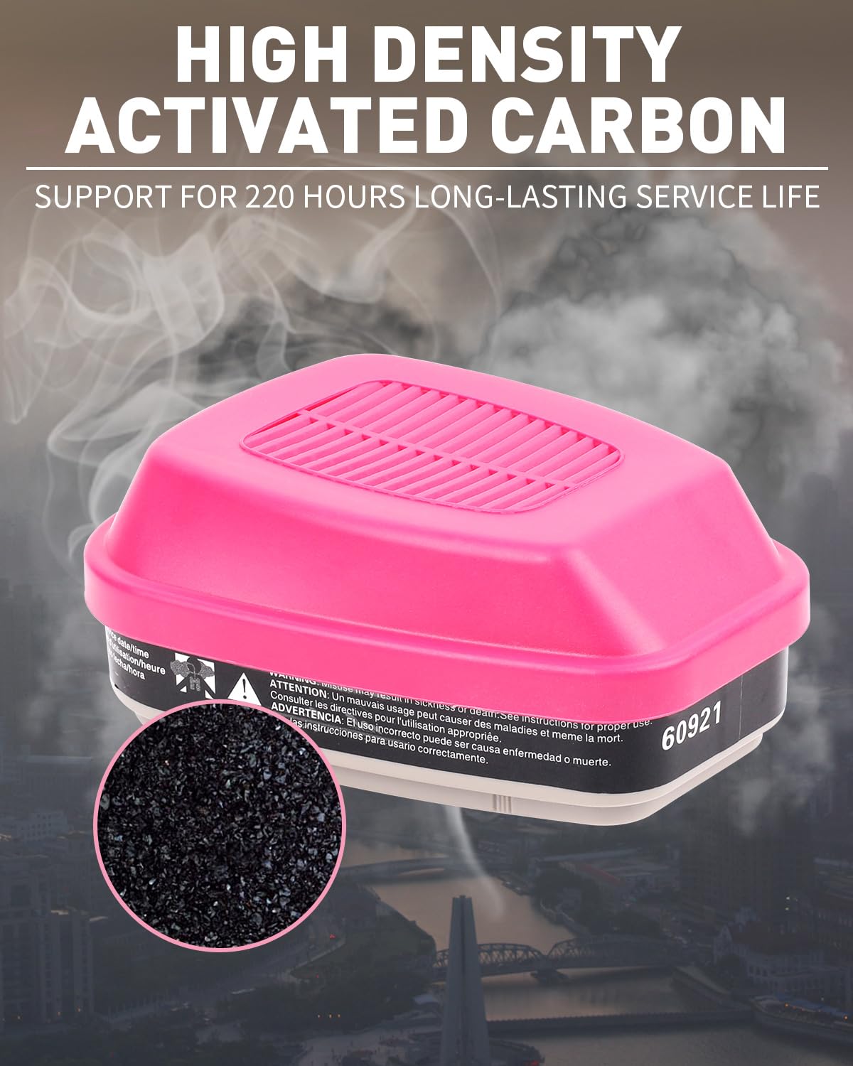 60921 Respirator Cartridges, Particulate Filters Helps Protect Against Organic Vapors, Ammonia, Acid Gases Compatible with Half and Full Face Pieces 6200 6800 7502 FF400 Series (1 Pair)