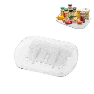 Clear Square Lazy Susan Turntable Organizer for Refrigerator-RectangleTurntable Organizer Clear for Kitchen Countertop,Storage Cabinet, Pantry, Fridge-15.74in