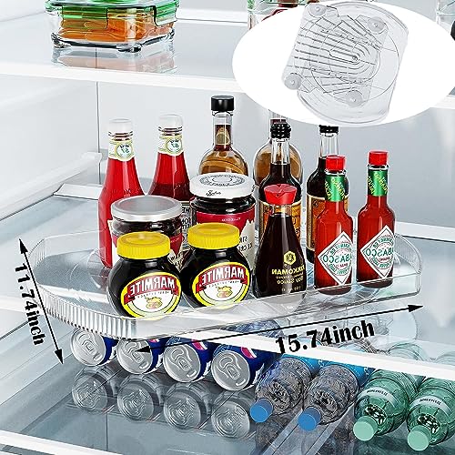 Clear Square Lazy Susan Turntable Organizer for Refrigerator-RectangleTurntable Organizer Clear for Kitchen Countertop,Storage Cabinet, Pantry, Fridge-15.74in