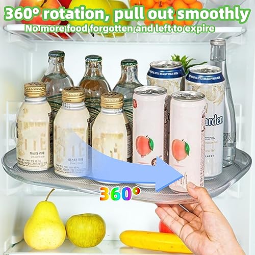 Clear Square Lazy Susan Turntable Organizer for Refrigerator-RectangleTurntable Organizer Clear for Kitchen Countertop,Storage Cabinet, Pantry, Fridge-15.74in