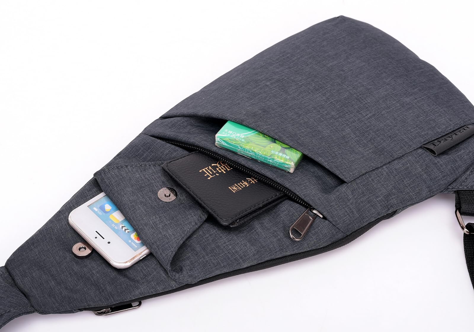 Wytidian Sling Bag Anti-Thief Crossbody Bag for Men Women Lightweight Personal Pocket Chest Bag for Travel Hiking Camping (Dark Grey)