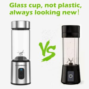 Glass Portable Blender for Smoothies: Personal Blender for Shakes and Smoothies USB Rechargeable, for Baby Food Travel Beach Office Sports Use