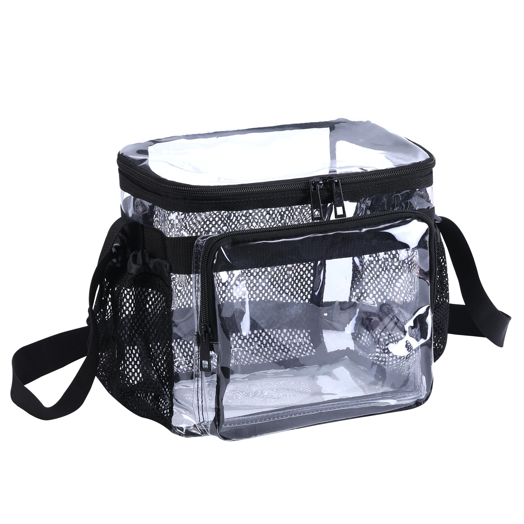 BORMELUN Stadium Approved Clear Lunch Bag - Heavy Duty, Large Transparent Clear Lunch Box for Men & Women, Ideal for Work and Correctional Officers(black)