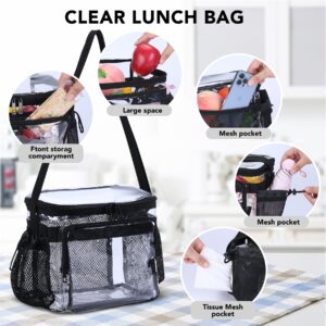 BORMELUN Stadium Approved Clear Lunch Bag - Heavy Duty, Large Transparent Clear Lunch Box for Men & Women, Ideal for Work and Correctional Officers(black)