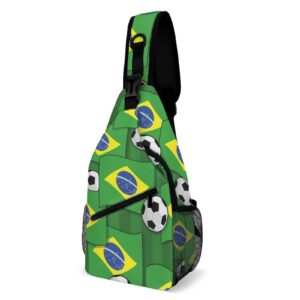 anti-theft sling chest bag shoulder backpack compatible with brazil flag pattern crossbody bags gym sack, polyester daypack lightweight for men women travel gym sport hiking