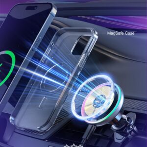 MOKPR for MagSafe Car Mount Charger- Wireless Car Charger Magnetic Cup Holder Phone Mount-Colorful LED HandsFree Magnet Car Charger for iPhone 15/14/13/12 Series