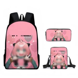 zidufan 3pcs anime anya-forger backpack cosplay cute daypack travel laptop bag schoolbag unisex(one size,pink)