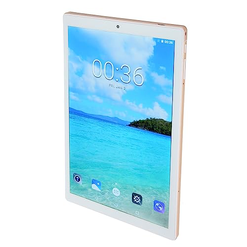 Acogedor 10.1 Inch Android Tablet, Phone Tablets, Front 5MP & Rear 8MP Camera, 6GB RAM, 128GB ROM, Support 5G WiFi, BT, 6000mAh Battery (Gold)
