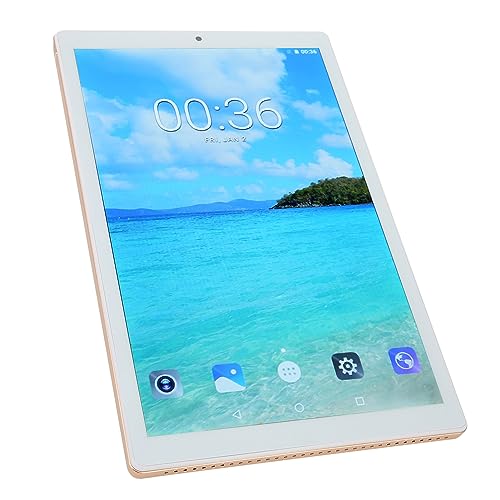 Acogedor 10.1 Inch Android Tablet, Phone Tablets, Front 5MP & Rear 8MP Camera, 6GB RAM, 128GB ROM, Support 5G WiFi, BT, 6000mAh Battery (Gold)