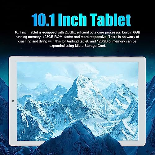 Acogedor 10.1 Inch Android Tablet, Phone Tablets, Front 5MP & Rear 8MP Camera, 6GB RAM, 128GB ROM, Support 5G WiFi, BT, 6000mAh Battery (Gold)