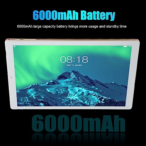 Acogedor 10.1 Inch Android Tablet, Phone Tablets, Front 5MP & Rear 8MP Camera, 6GB RAM, 128GB ROM, Support 5G WiFi, BT, 6000mAh Battery (Gold)