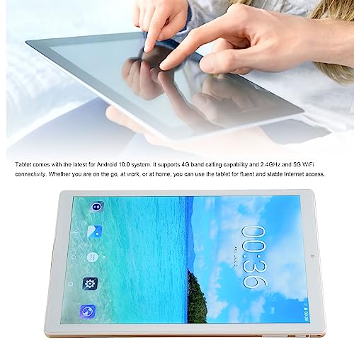 Acogedor 10.1 Inch Android Tablet, Phone Tablets, Front 5MP & Rear 8MP Camera, 6GB RAM, 128GB ROM, Support 5G WiFi, BT, 6000mAh Battery (Gold)