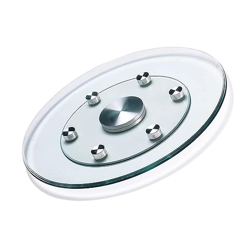 BPILOT Transparent Glass Lazy Susan Turntable Round Table Top, Thicken Double Layer Centerpiece Large Serving Plate Tray With Swivel Assist System For Coffee Table, Restaurant Table (Color : Clear,