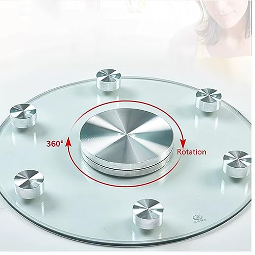 BPILOT Transparent Glass Lazy Susan Turntable Round Table Top, Thicken Double Layer Centerpiece Large Serving Plate Tray With Swivel Assist System For Coffee Table, Restaurant Table (Color : Clear,